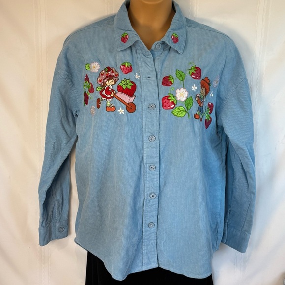 Strawberry Shortcake Embroidered Shacket Size Large BoxLunch Exclusive Corduroy - Picture 8 of 14